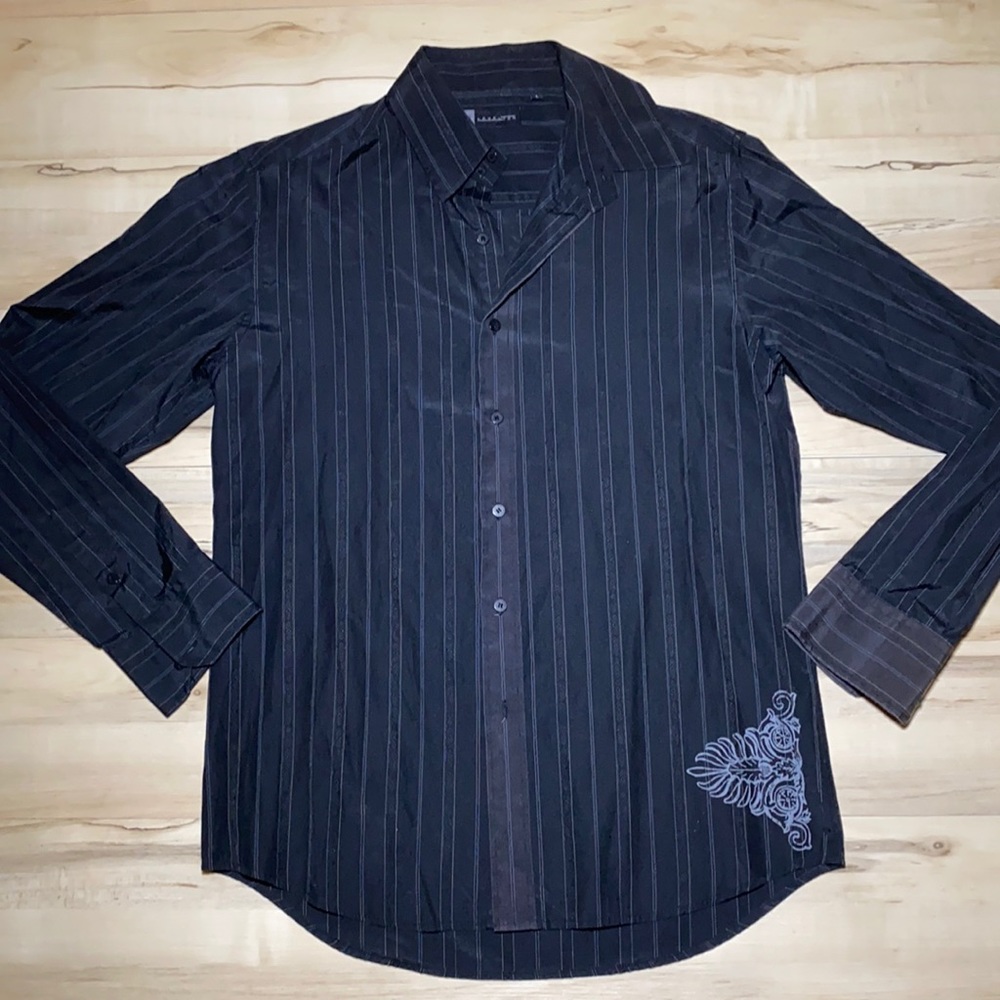 Level Ten L Button Front Striped Long Sleeve